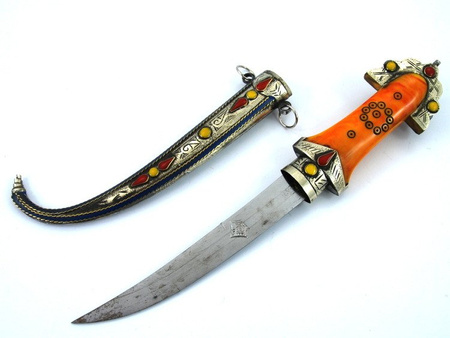 SZTYLET ARABSKI KOUMMIYA (JAMBIYA MAROKO 37 CM STAL ŻYWICA)