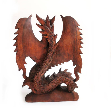 Smok drewniany drewno (40 cm, figurka drewniana)
