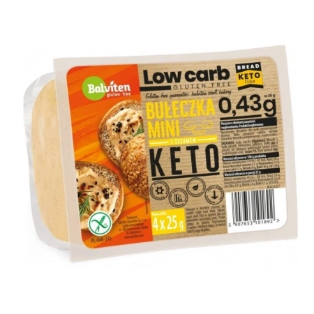 Bułeczki mini keto, bezglutenowe bułki low carb, 100g, 4szt. Balviten
