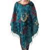 Ponczo damskie z kapturem, morskie w kwiaty narzutka boho Indie