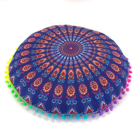 Pufa, poduszka do medytacji granatowa mandala ( joga, łuska gryczana)