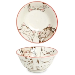Miska do ramen, udon, miso w różowe koty, 15 cm