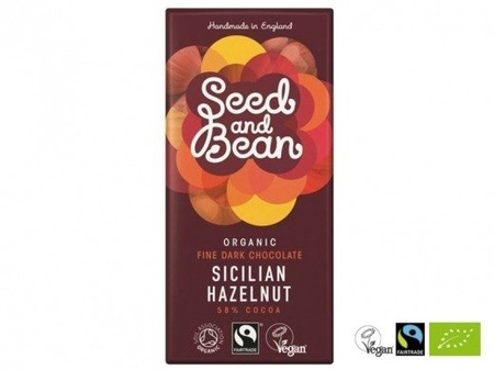 CZEKOLADA GORZKA 58% ORZECHOWA (85G, ORGANIC, FAIRTRADE, SEED&BEAN)