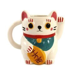 Kubek Maneki Neko, ceramiczny biały 12cm (kot)