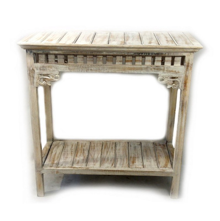 Drewniany stolik  przecierany na biało (regał  Indonezja)