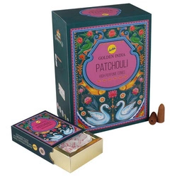 Kadzidła płynące stożkowe, paczula patchouli Golden India (Sreevani, Indie)
