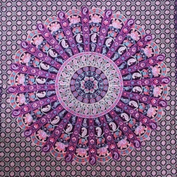 Narzuta na łóżko, różowo-fioletowa mandala, kapa, zasłona, obrus 210x140 Indie