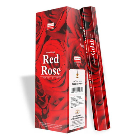 Zestaw kadzideł róża, heksagon (Darshan Red Rose 6x20szt.) 