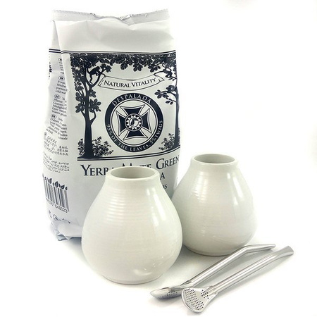 Yerba mate zestaw startowy dla dwojga 2x matero 2x bombilla Yerba Mate Green Despalada herbata zioła 400g