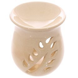 Kominek ceramiczny zapachowy, liść, beż (podgrzewacz)