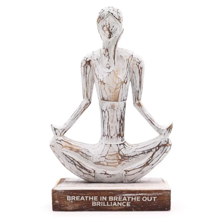 Drewniana figurka joginka, w kolorze białym 16 cm