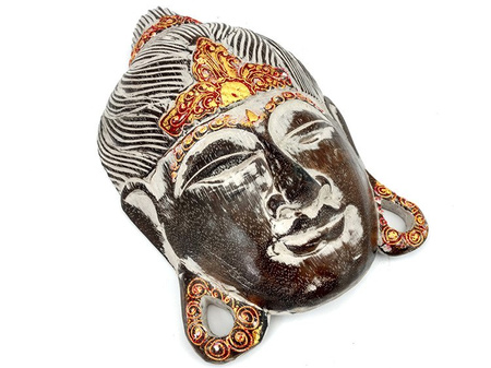 MASKA BUDDA (34CM, BUDDHA,PŁASKORZEŹBA RĘKODZIEŁO, INDONEZJA)