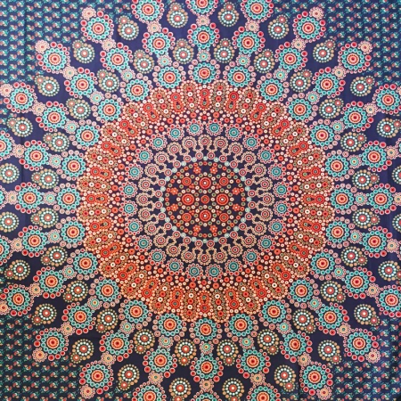 Narzuta na łóżko, mandala granatowa kapa, zasłona, obrus 210x240 Indie