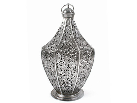 ORIENTALNY LAMPION, LATARNIA (LAMPA, INDIE, FAIRTRADE, SZCZOTKOWANE ŻELAZO)