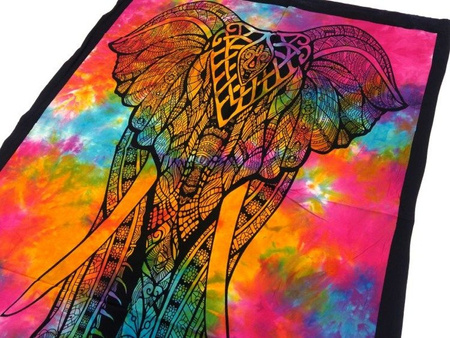 INDYJSKA TKANINA ŚCIENNA, MAKATKA SŁOŃ (BAWEŁNA, BATIK, HANDMADE)