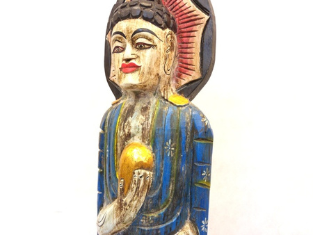 DUŻA RZEŹBA NIEBIESKI BUDDA (BUDDHA, DREWNO, WYS. 100 CM,  PH007A)