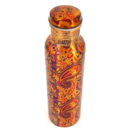 Butelka miedziana na wodę 950ml (ajurweda, Indie, cop, uzdatnianie, woda, zdrowie, nadruk, print)