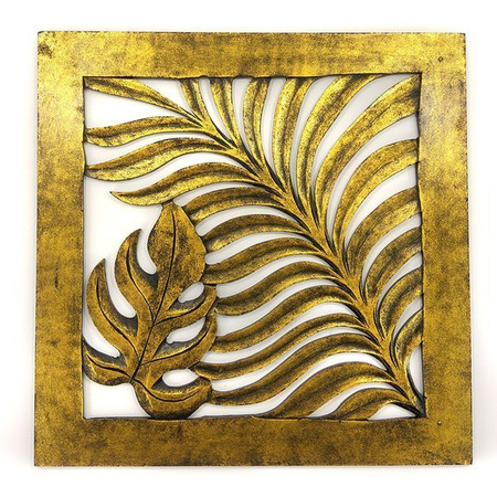 Drewniany dekor na ścianę czarno - złoty (panel) 50 x 50 