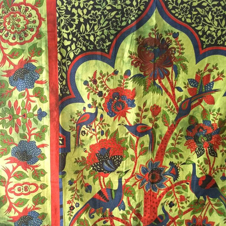 Narzuta na łóżko orientalna zielona drzewo życia Indie 140x210 cm