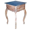 Drewniany stolik z szufladką brązowo-niebieski, 80 cm, Indonezja 