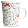 Ceramiczny kubek z zaparzaczem i pokrywką, wzór koty 300 ml