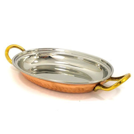 Karahi indyjskie tradycyjne naczynie do serwowania (Indie, miska, garnek, miedź, 18,5cm) 