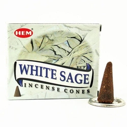 Kadzidła stożkowe biała szałwia HEM, 10 sztuk
