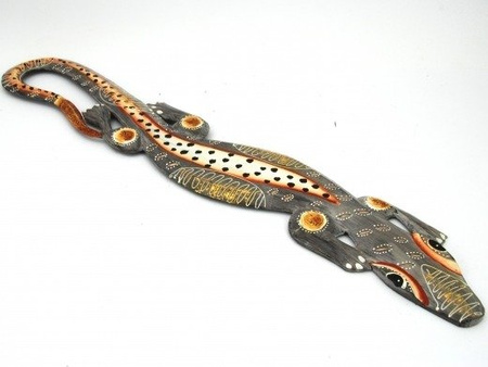 PŁASKORZEŹBA GEKON (GEKONY JASZCZUR DREWNO ORIENT, SZARA, 97 CM)