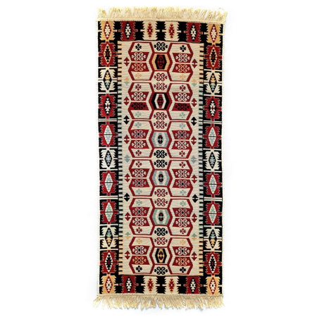 Dywan Kilim Turecki, chodnik, wzorzysty beż / czerwień 60x125cm