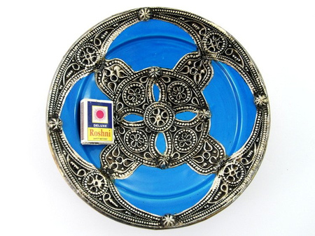 ZDOBIONA MISA MAROKAŃSKA (NIEBIESKA, 25CM MISKA, TALERZ)
