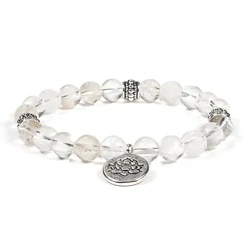 Bransoletka z kamienia kryształ górski, lotos biżuteria