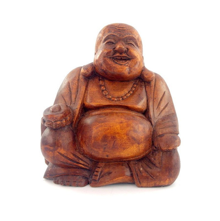 Figura Budda, drewno brąz 20cm (szczęsliwy, pekong)
