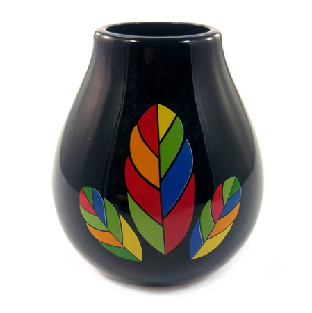 Matero ceramiczne do yerba mate, Luka Hoja Czarne 350ml