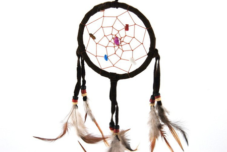 ŁAPACZ SNÓW (AMULET DREAM CATCHER ŚR. 9CM, BRĄZOWY, ZAWIESZKA)