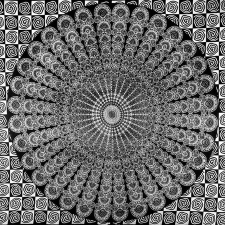 Narzuta na łóżko orientalna biało-czarna mandala Indie 240x210 cm