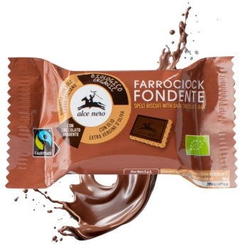 Herbatniki orkiszowe w czekoladzie bio fair trade Alce Nero 28g