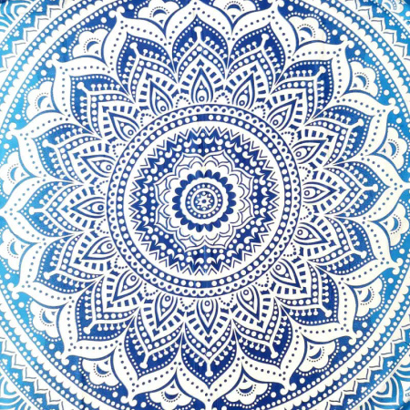 Narzuta orientalna mandala, niebiesko-biała  Indie 210 x 240 cm