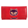 Portfel skórzany czerwony kot, duży, z przegródkami Indie