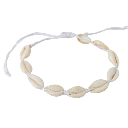 Bransoletka z muszelek kauri regulowana, biżuteria boho