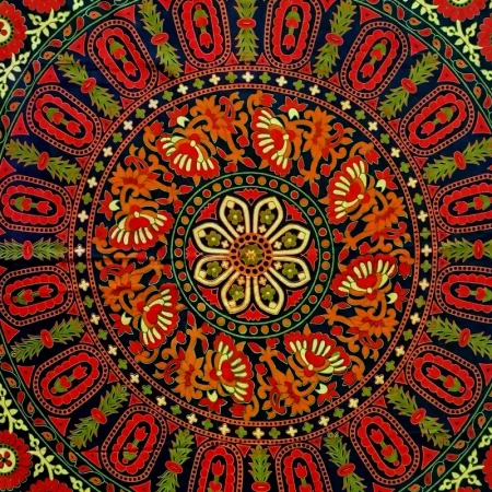 Narzuta na łóżko orientalna ciemnozielona mandala 210x240 Indie