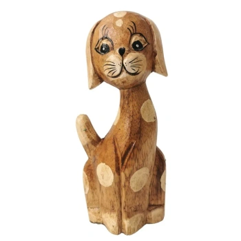 Drewniana figurka pies w kolorze brązowym, rękodzieło 30 cm