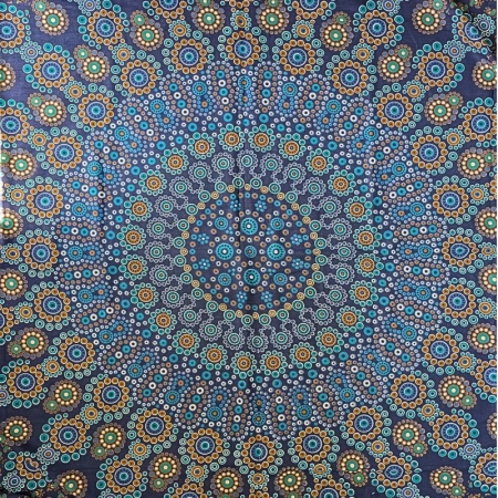 Narzuta na łóżko, zasłona, obrus w kolorze granatowym z mandalą, 210x240 Indie