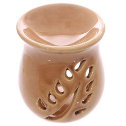 Kominek ceramiczny zapachowy, liść, jasny brąz (podgrzewacz)