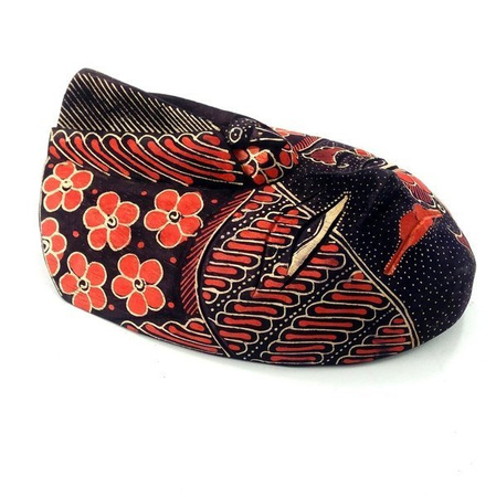 Maska granatowa kwiat batik bali rękodzieło balsa 22cm