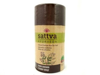 HENNA SATTVA AYURVEDA CIEMNY BRĄZ, NATURALNA, ZIOŁOWA FARBA DO WŁOSÓW 150G