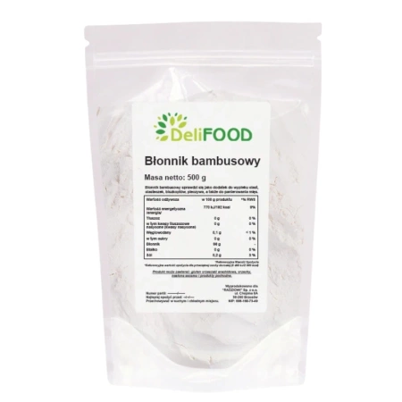 Naturalny błonnik bambusowy, mąka bambusowa, dieta keto, DeliFood 500g