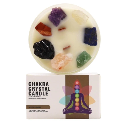 Świeca sojowa zapachowa, z kamieniami naturalnymi, 7 czakr