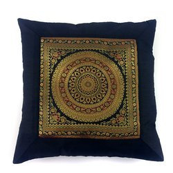 Poszewka na poduszkę orientalna dekoracja (40x40, czarna, mandala, Indie)