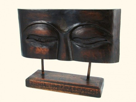 DREWNIANA FIGURKA - OCZY BUDDY (Z INDONEZJI, BUDDHA, BUDDA)