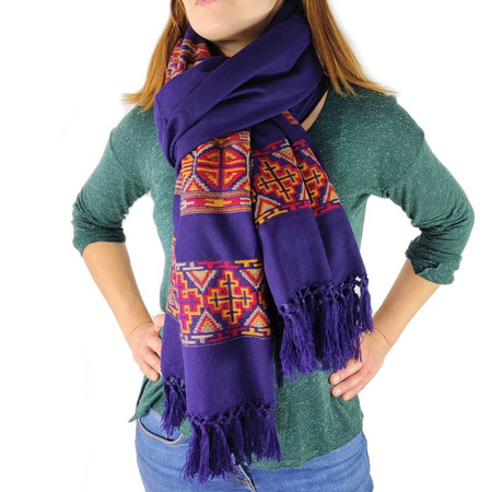 Szal orientalny typu Pashmina (duży granatowy szalik 100x200cm)